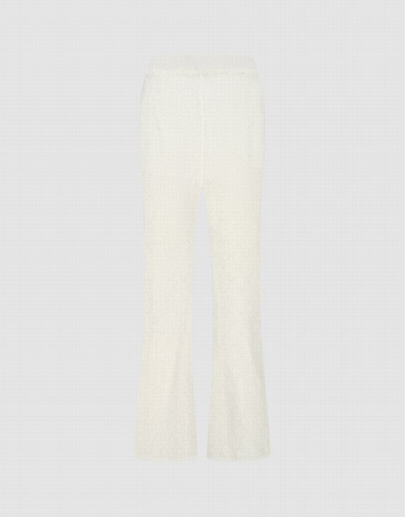 Pantalon Urban Revivo Flare De Punto Mujer Blancos | MXZ3650TV