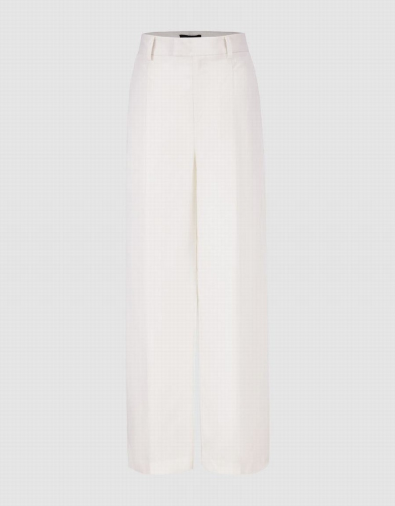 Pantalon Urban Revivo Linen Anchos-Leg Mujer Blancos | QQS754CK