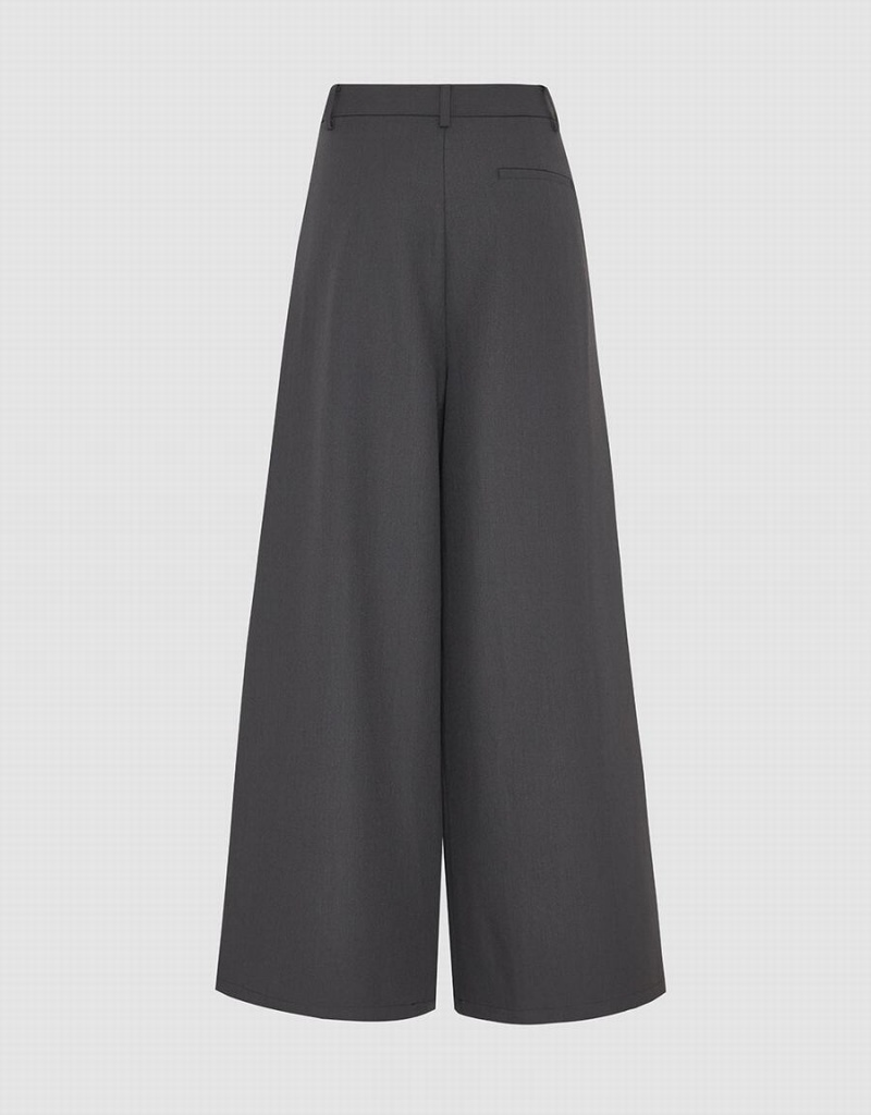 Pantalon Urban Revivo Loose Anchos-Leg Mujer Grises | JOA4848SY