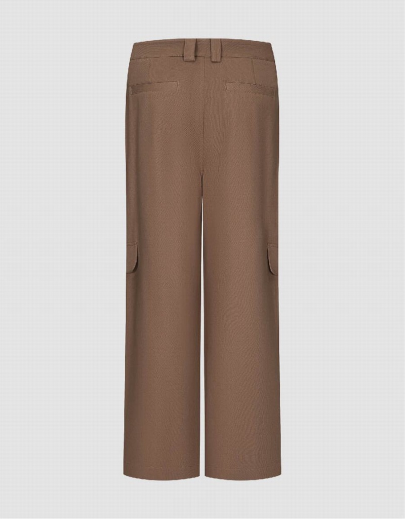 Pantalon Urban Revivo Loose De Punto Anchos-Leg Mujer Kaki | QLY2623MX