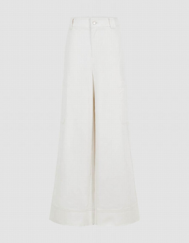 Pantalon Urban Revivo Loose Directo Mujer Blancos | RBB2137YA