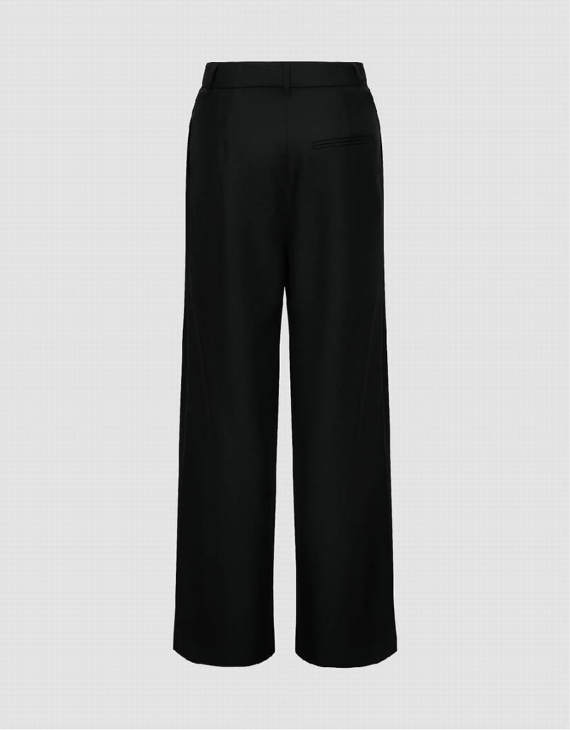 Pantalon Urban Revivo Loose Directo Mujer Negros | WRE6385SH