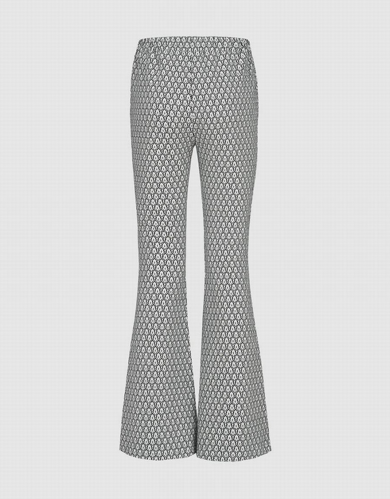 Pantalon Urban Revivo Monogram De Punto Flare Mujer Negros | OBD6132EM
