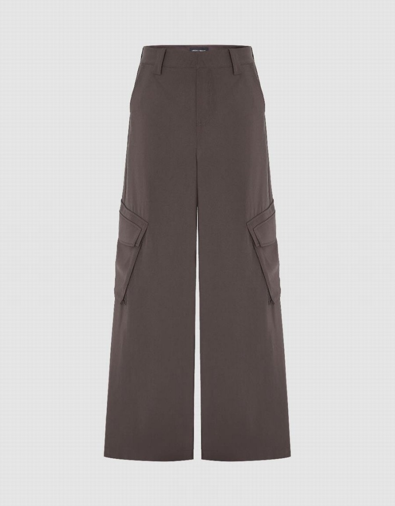 Pantalon Urban Revivo Multi-Pocket Anchos-Leg Mujer Marrom | JYA5076ZD