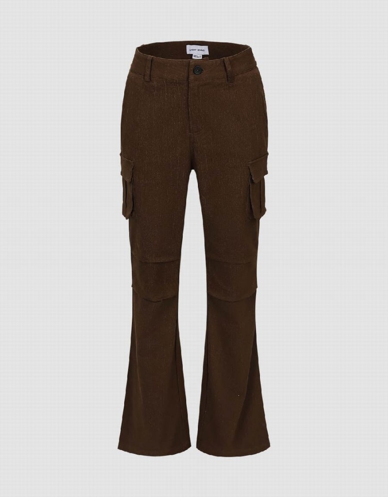 Pantalon Urban Revivo Multi-Pocket Flare Mujer Marrom | FZF741NT