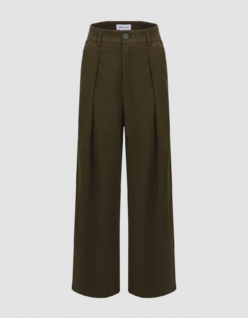 Pantalon Urban Revivo Tailored Anchos-Leg Mujer Verdes | YJC2693KP