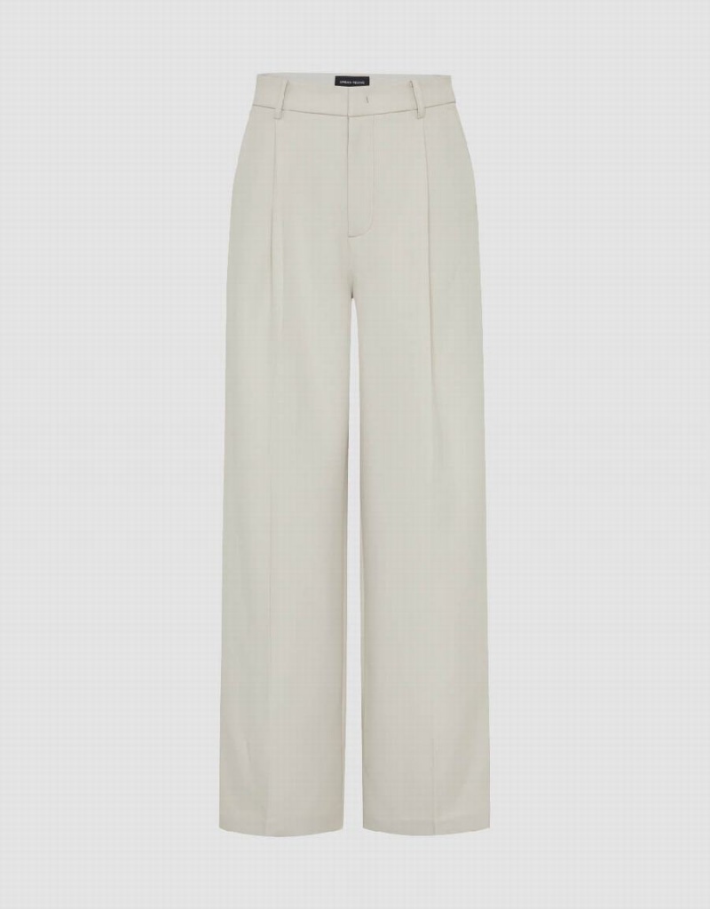 Pantalon Urban Revivo Tailored Anchos-Leg Mujer Kaki | OBT425LP