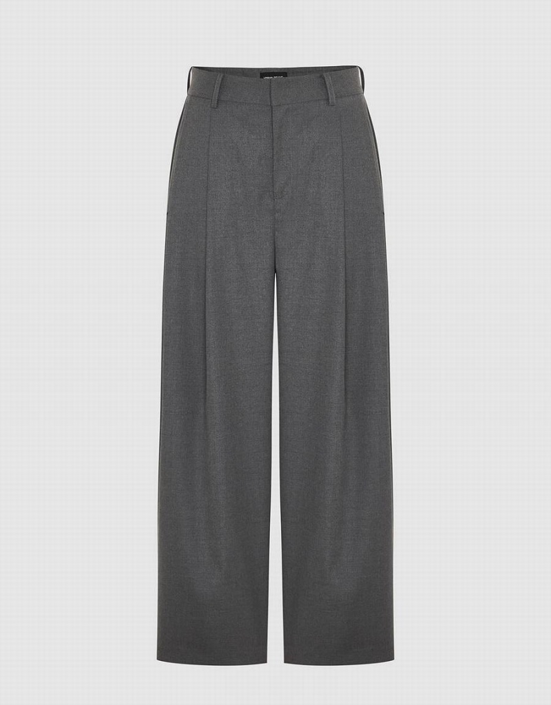 Pantalon Urban Revivo Tailored Anchos-Leg Mujer Grises Oscuro | DNN7687LG