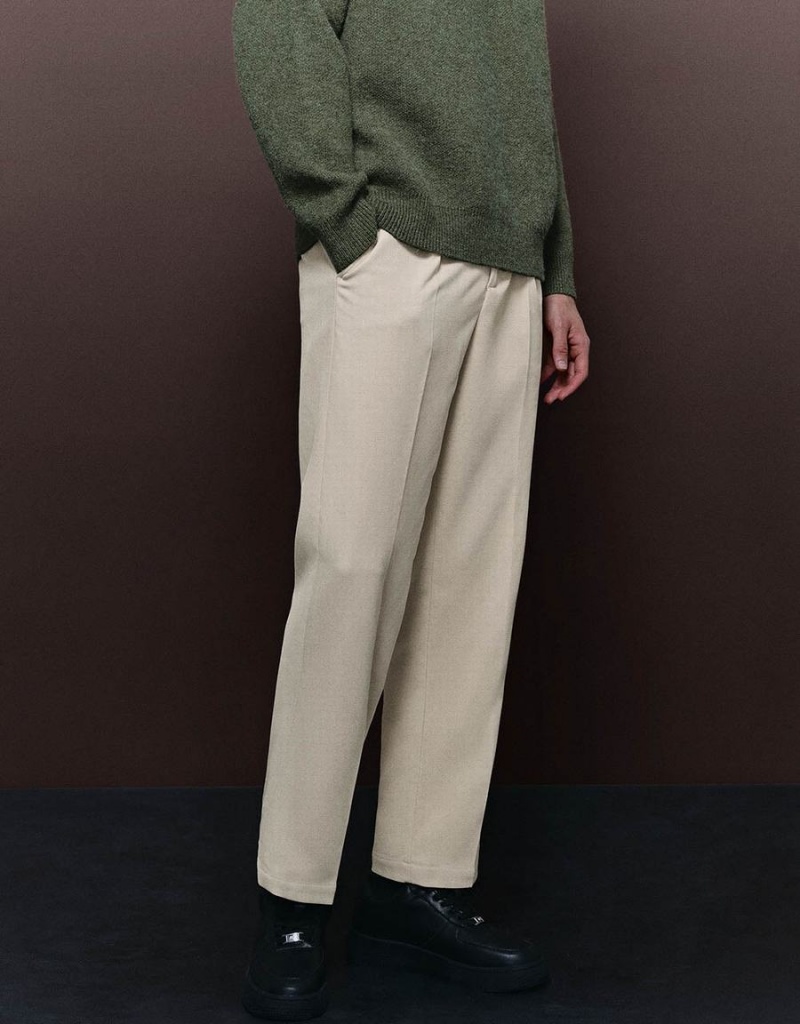 Pantalon Urban Revivo Tailored Carrot Fit Hombre Kaki | RHQ2688XS