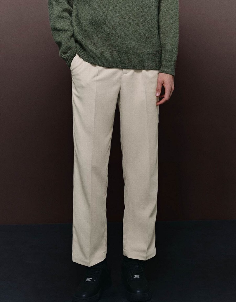 Pantalon Urban Revivo Tailored Carrot Fit Hombre Kaki | RHQ2688XS