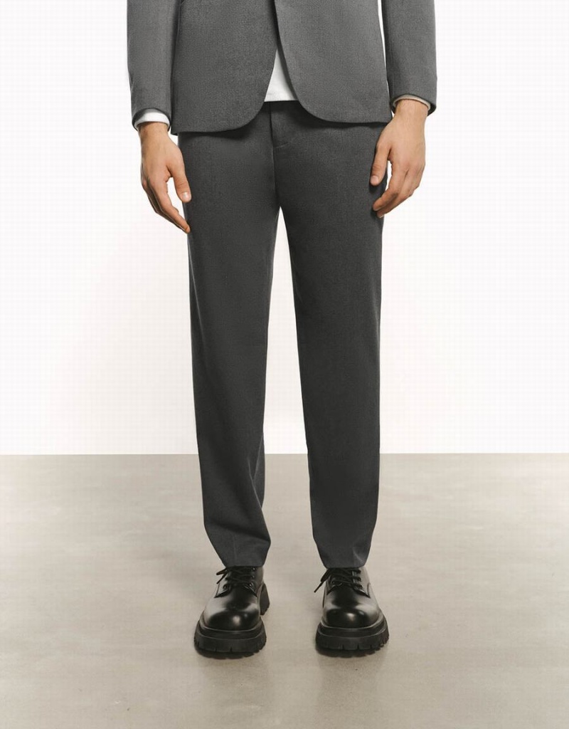 Pantalon Urban Revivo Tailored Directo Hombre Grises Oscuro | VGZ5551FO