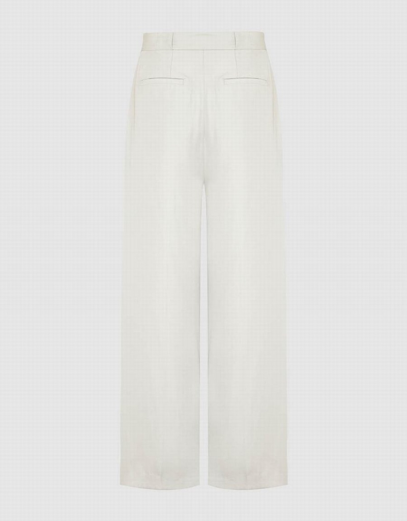 Pantalon Urban Revivo Tailored Directo Mujer Blancos | JEN4645PJ
