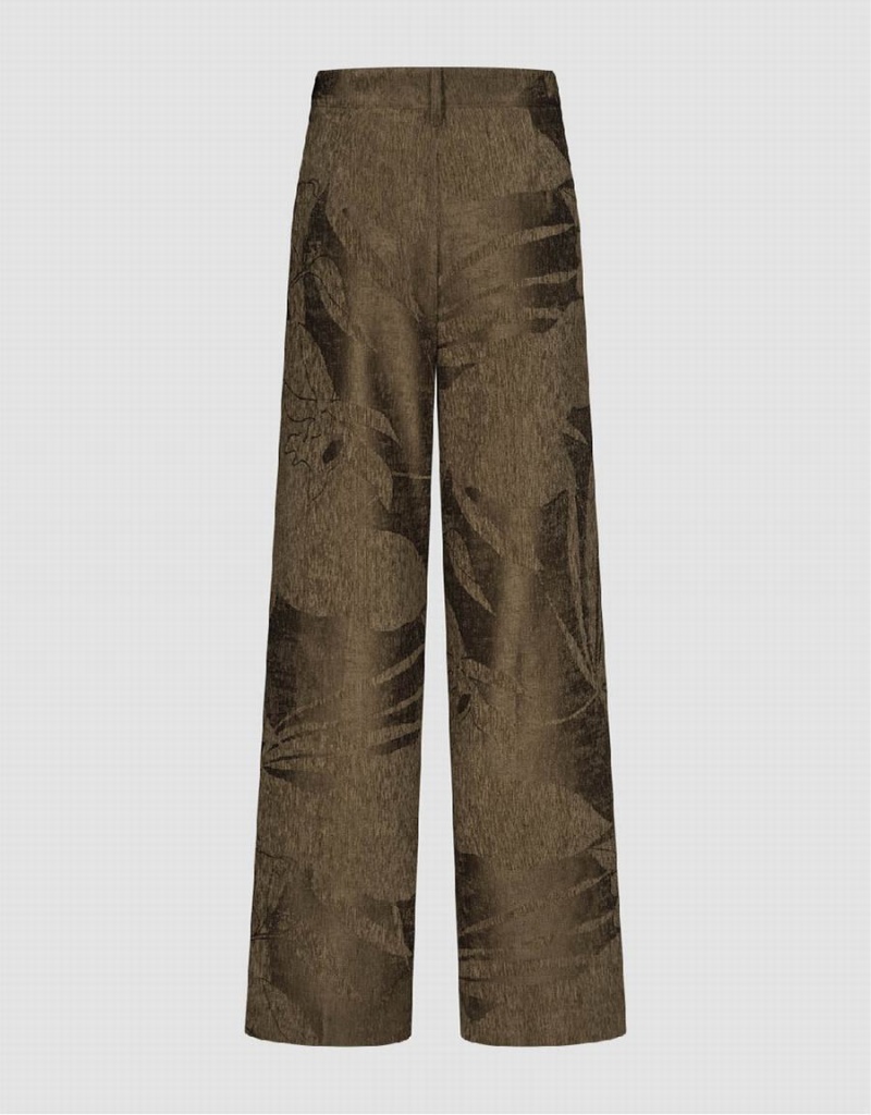 Pantalon Urban Revivo Textured Anchos-Leg Mujer Marrom | JRW10034LN
