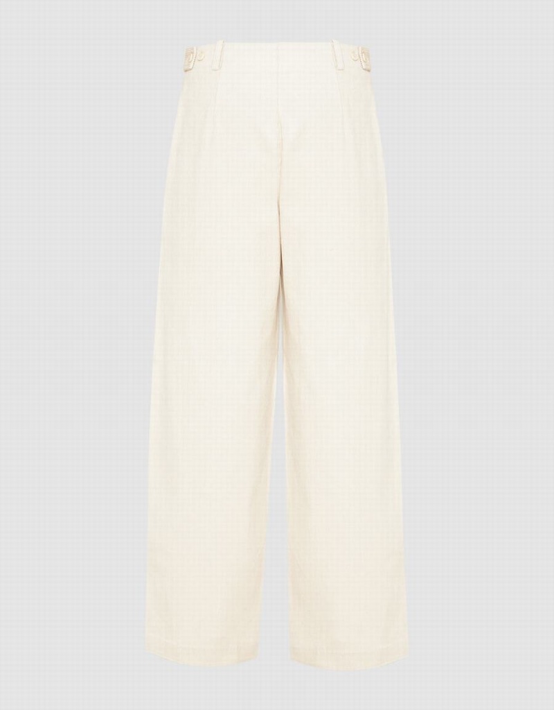 Pantalon Urban Revivo Textured Anchos-Leg Mujer Blancos | YVT9346HT