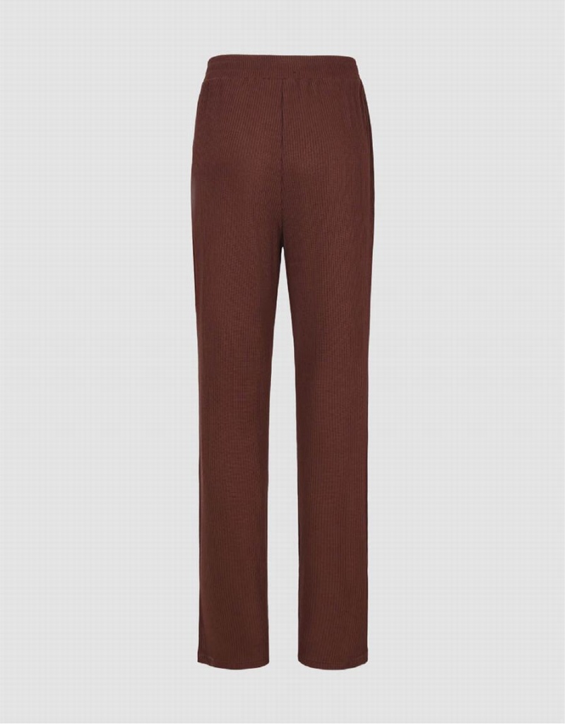Pantalon Urban Revivo Thin De Punto Anchos-Leg Mujer Negros | BHN761WP