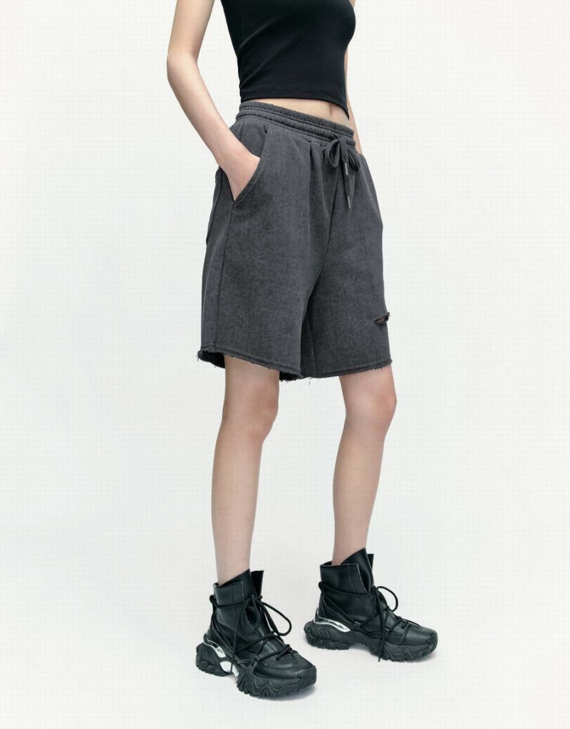 Short Urban Revivo Drawstring Cintura Cut-Out Mujer Grises | UKT7968JR