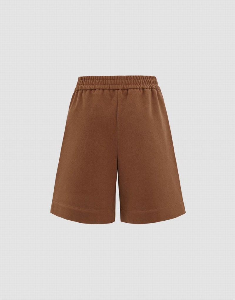 Short Urban Revivo Elastic Cintura De Punto Mujer Marrom | LMP6321YL
