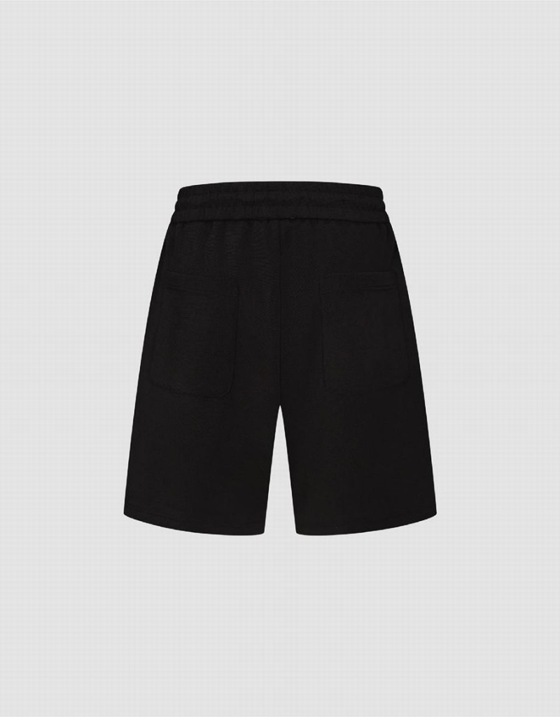 Short Urban Revivo Elastic Cintura Loose Hombre Negros | ISS6287CX