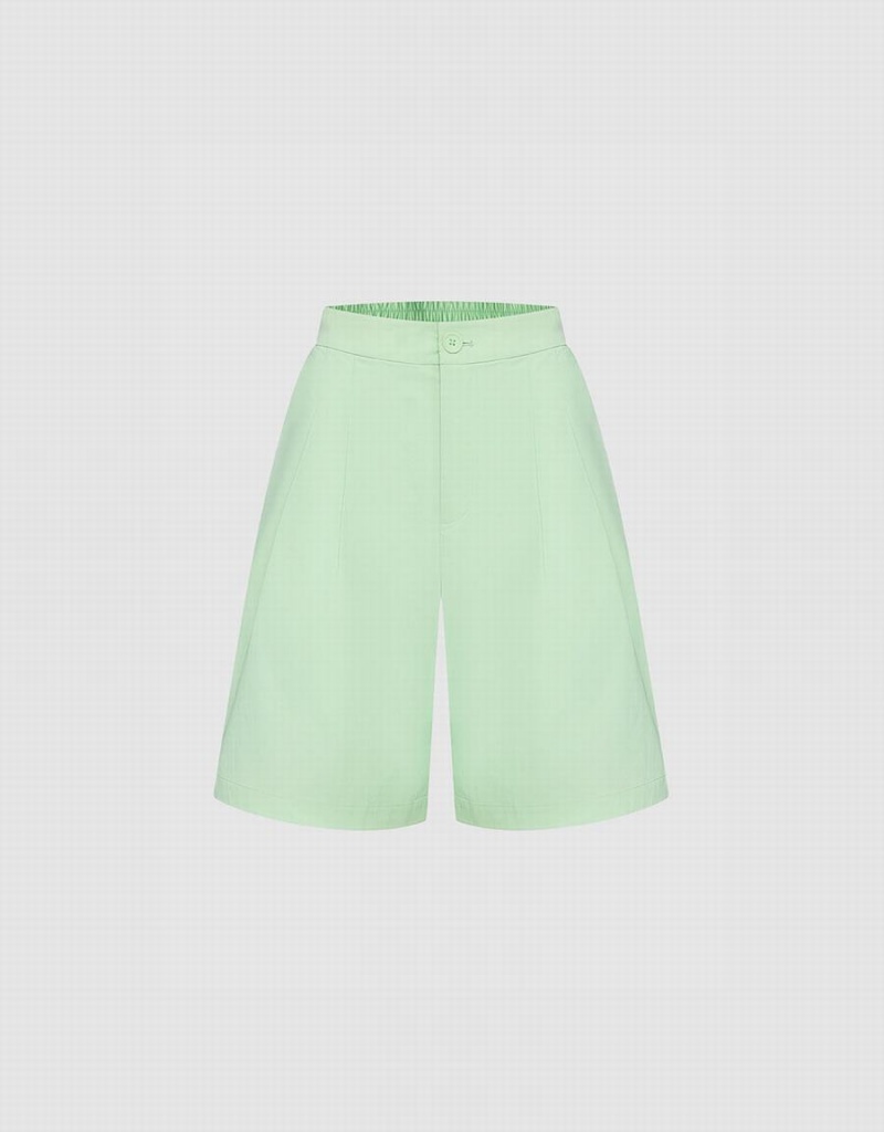 Short Urban Revivo Plain Plisado Mujer Verdes | FLF489BU