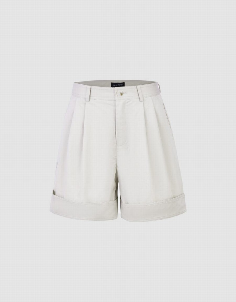 Short Urban Revivo Roll Up Hem Regular Mujer Blancos | QJH3882FZ