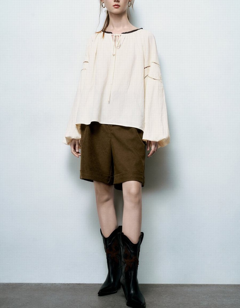 Short Urban Revivo Tailored Mujer Marrom | DXG1237SW