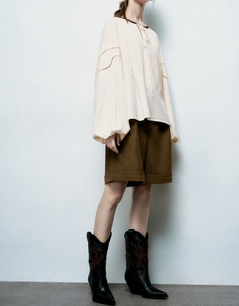 Short Urban Revivo Tailored Mujer Marrom | DXG1237SW
