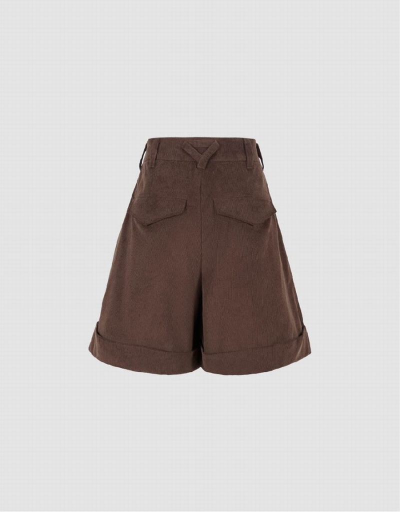 Short Urban Revivo Urban Regular Mujer Marrom Oscuro | WKM5978LM