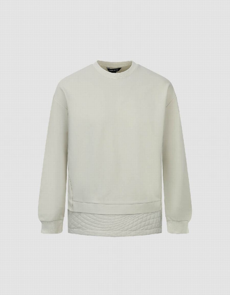 Sudaderas Urban Revivo Crew Neck Directo Hombre Kaki Claro | MVW8851VY