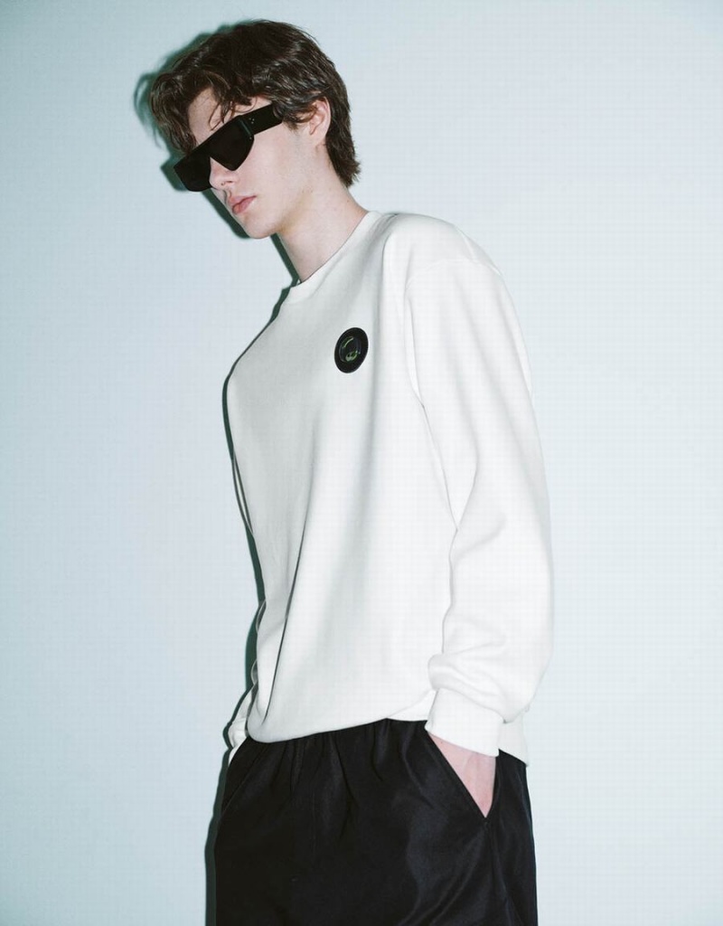 Sudaderas Urban Revivo Crew Neck Loose Hombre Blancos | CFC4122OT