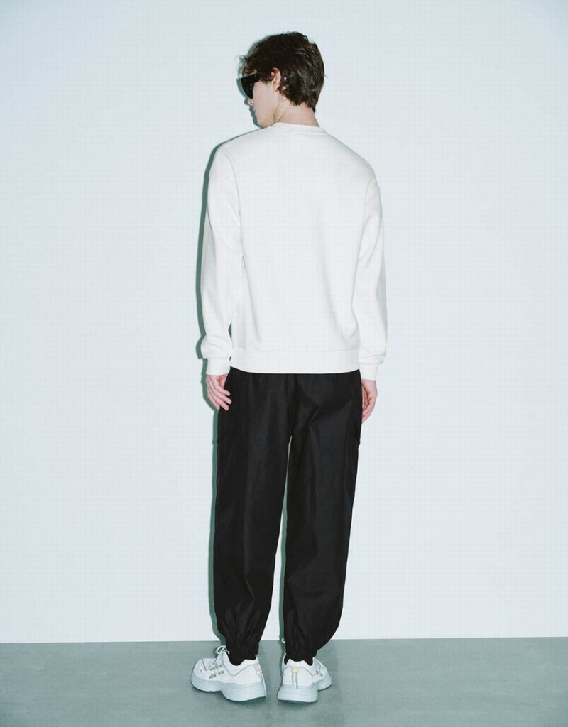 Sudaderas Urban Revivo Crew Neck Loose Hombre Blancos | CFC4122OT