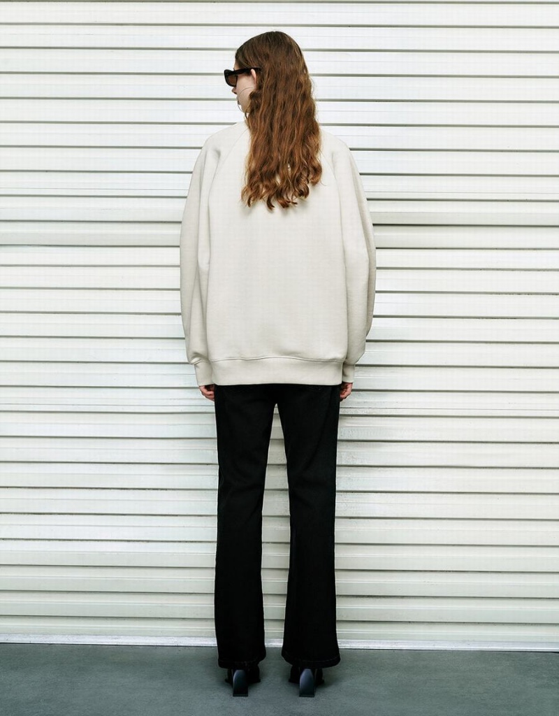 Sudaderas Urban Revivo Crew Neck Loose Mujer Kaki | RBC8028EU
