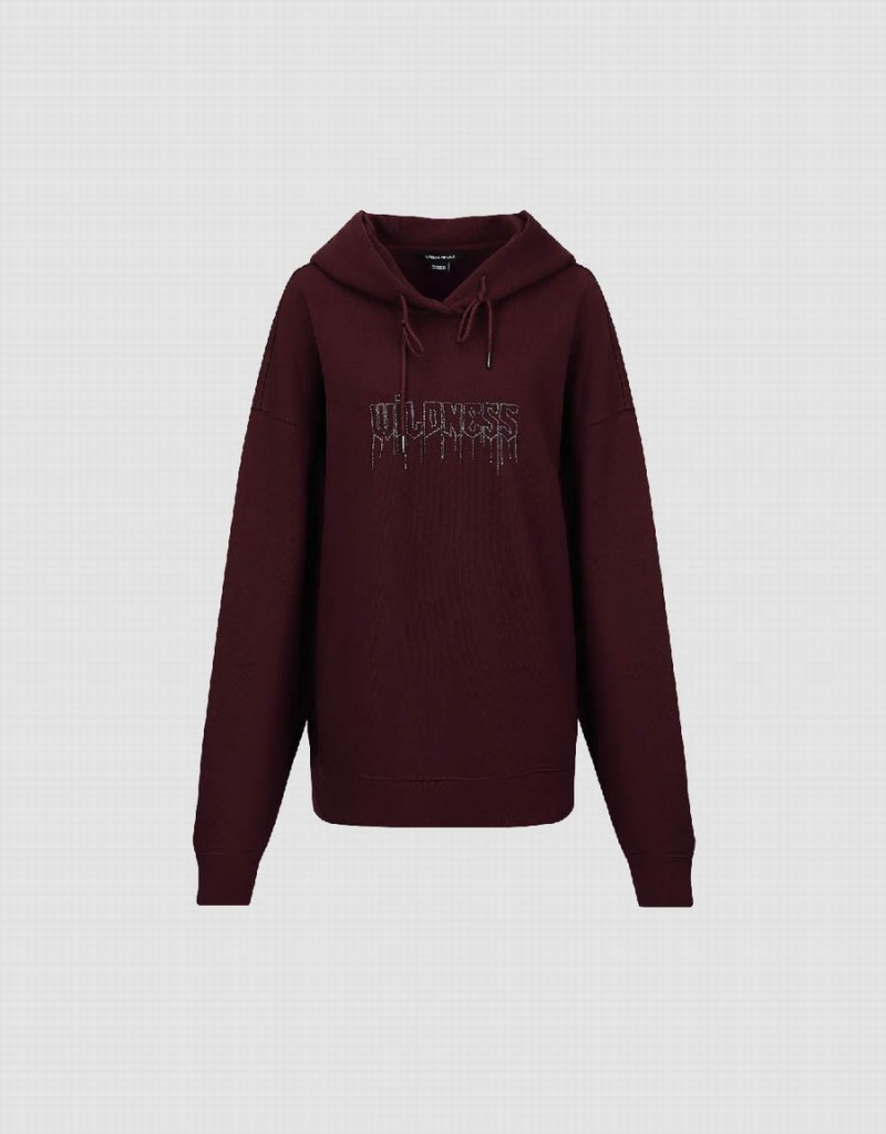 Sudaderas Urban Revivo Drop Shoulder Sleeve Encapuchado Oversized Mujer Morados | OQZ6782YW