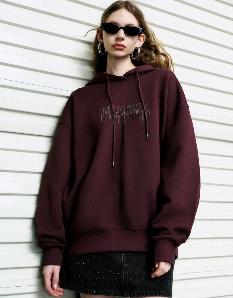 Sudaderas Urban Revivo Drop Shoulder Sleeve Encapuchado Oversized Mujer Morados | OQZ6782YW