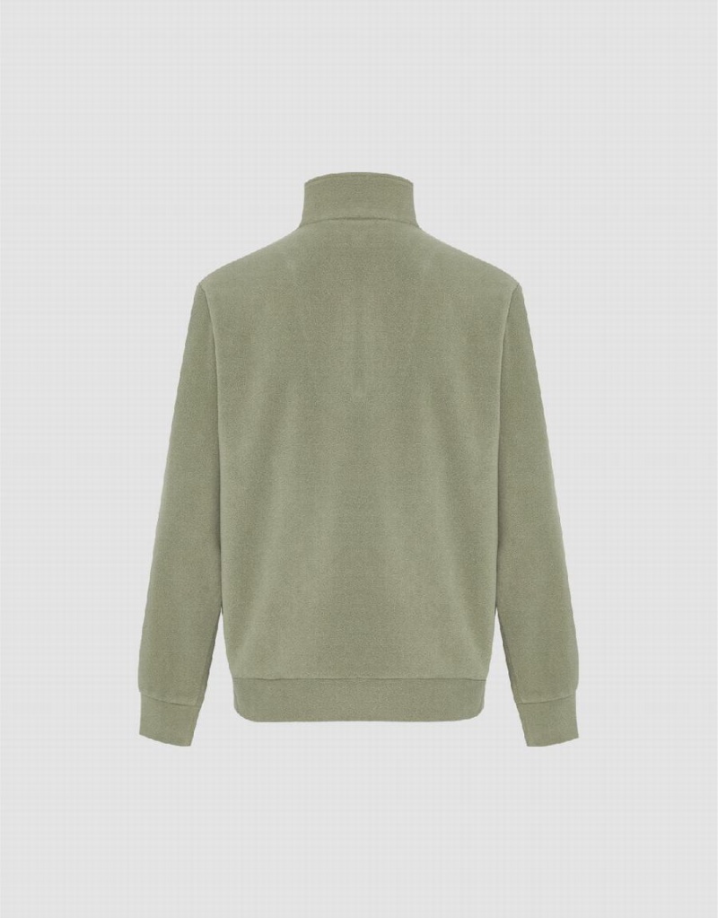 Sudaderas Urban Revivo Zip Half Placket De Punto Hombre Verdes | MOL8821NQ