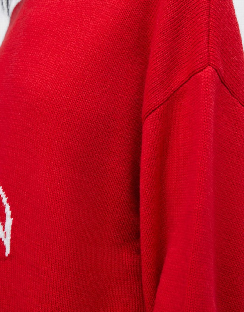 Suéteres Urban Revivo Crew Neck Holiday Mujer Rojos | WWS2692HI