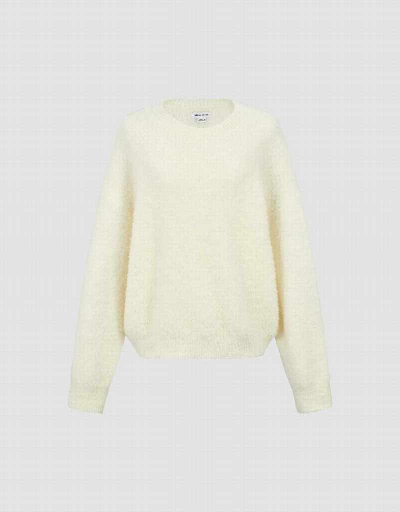 Suéteres Urban Revivo Crew Neck Loose Mujer Blancos | LAA6634QX