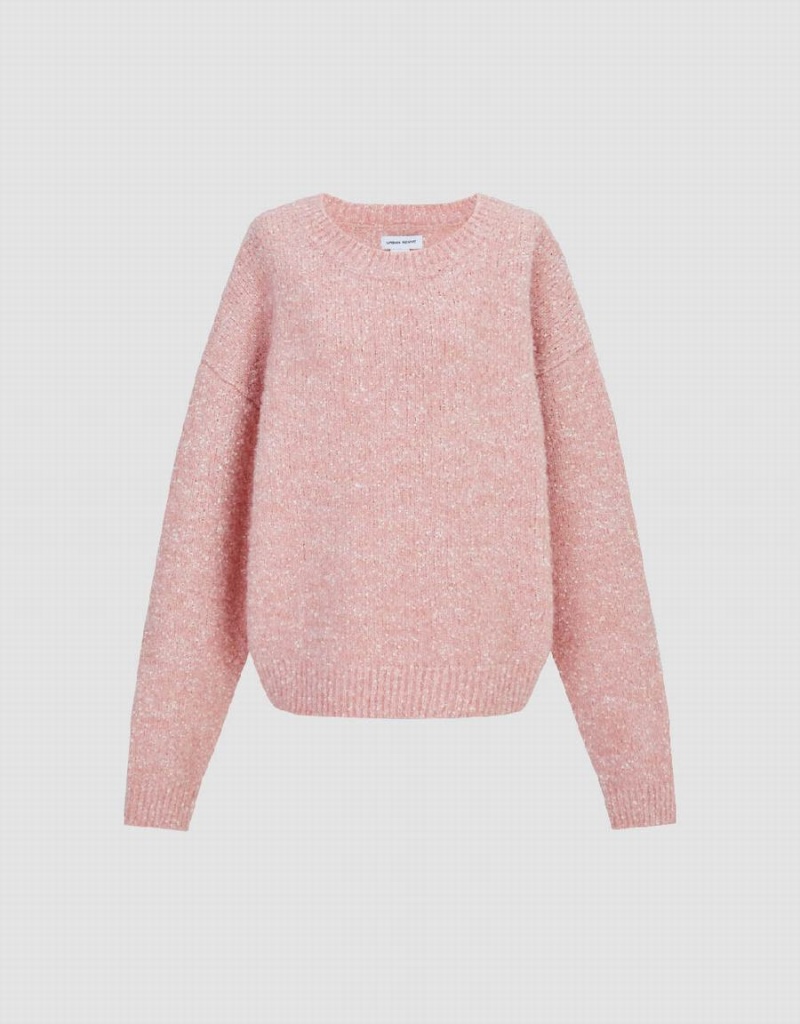 Suéteres Urban Revivo Drop Shoulder Sleeve Crew Neck Mujer Rosas | ZIL58YF