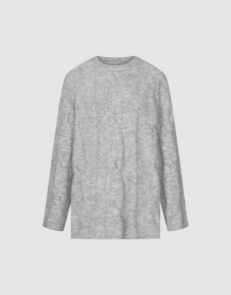 Suéteres Urban Revivo Drop Shoulder Sleeve Crew Neck Mujer Grises | XMX4012QC
