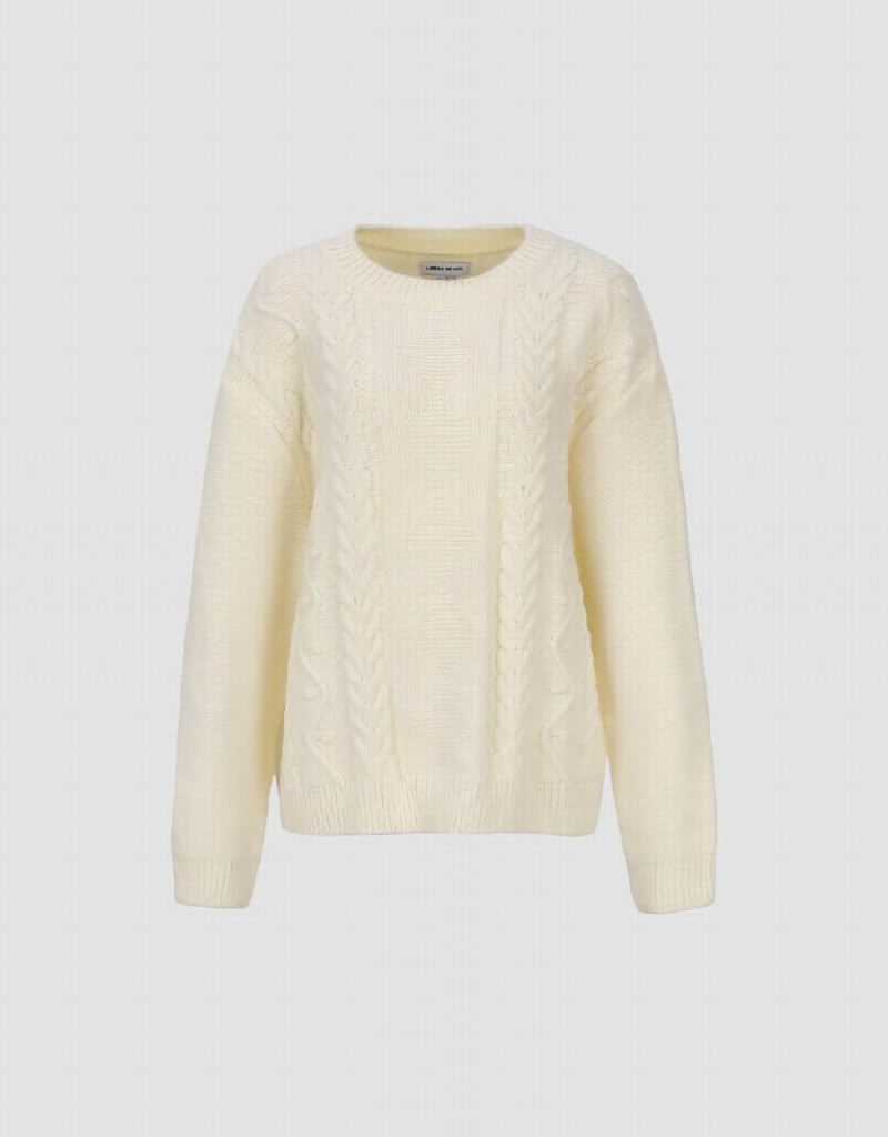 Suéteres Urban Revivo Drop Shoulder Sleeve Crew Neck Mujer Blancos | MVD781OU