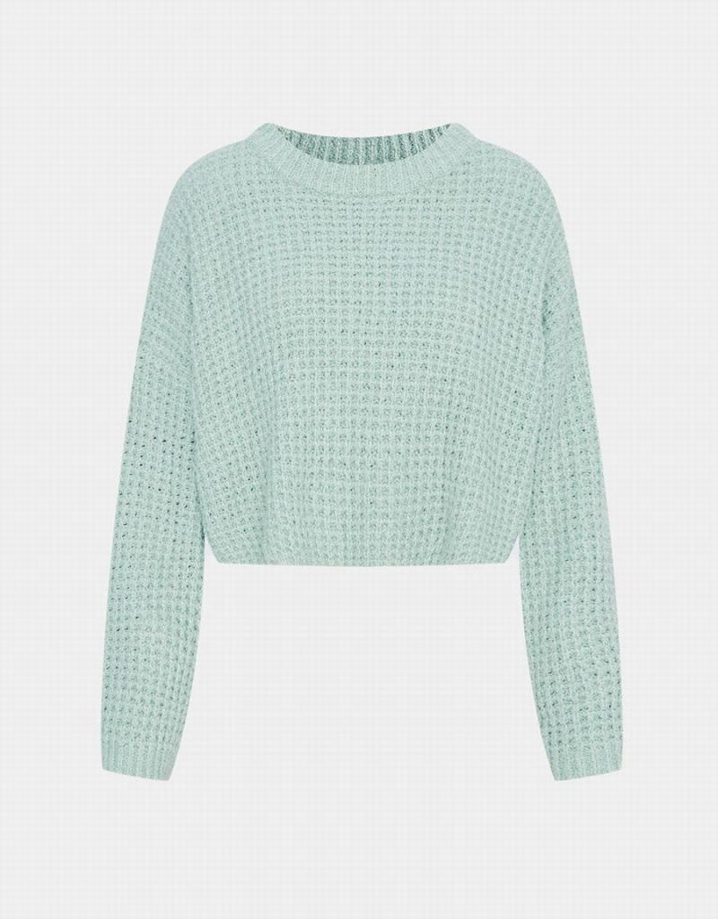 Suéteres Urban Revivo Drop Shoulder Cropped Mujer Verdes | CXB3019CY