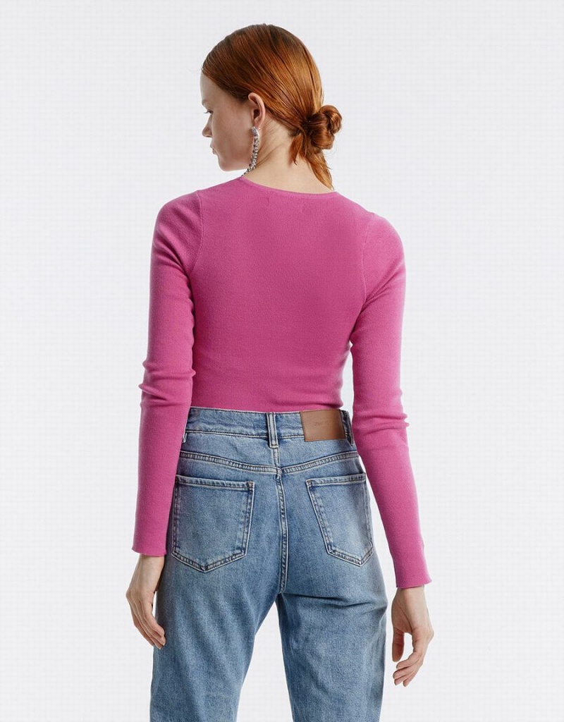Suéteres Urban Revivo Encaje Up Front Mujer Rojos | CTN3918UN