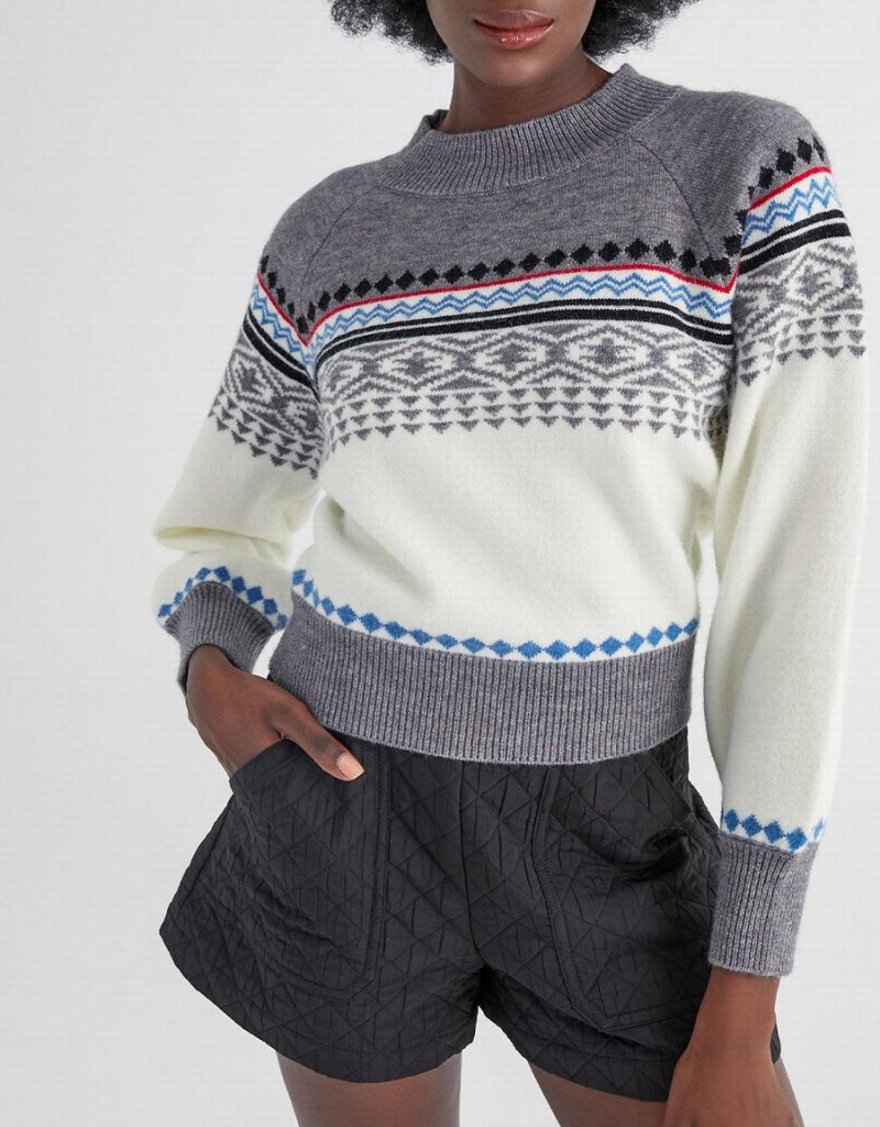 Suéteres Urban Revivo Jacquard Geo Pattern Holiday Mujer Blancos | TVM9621SN