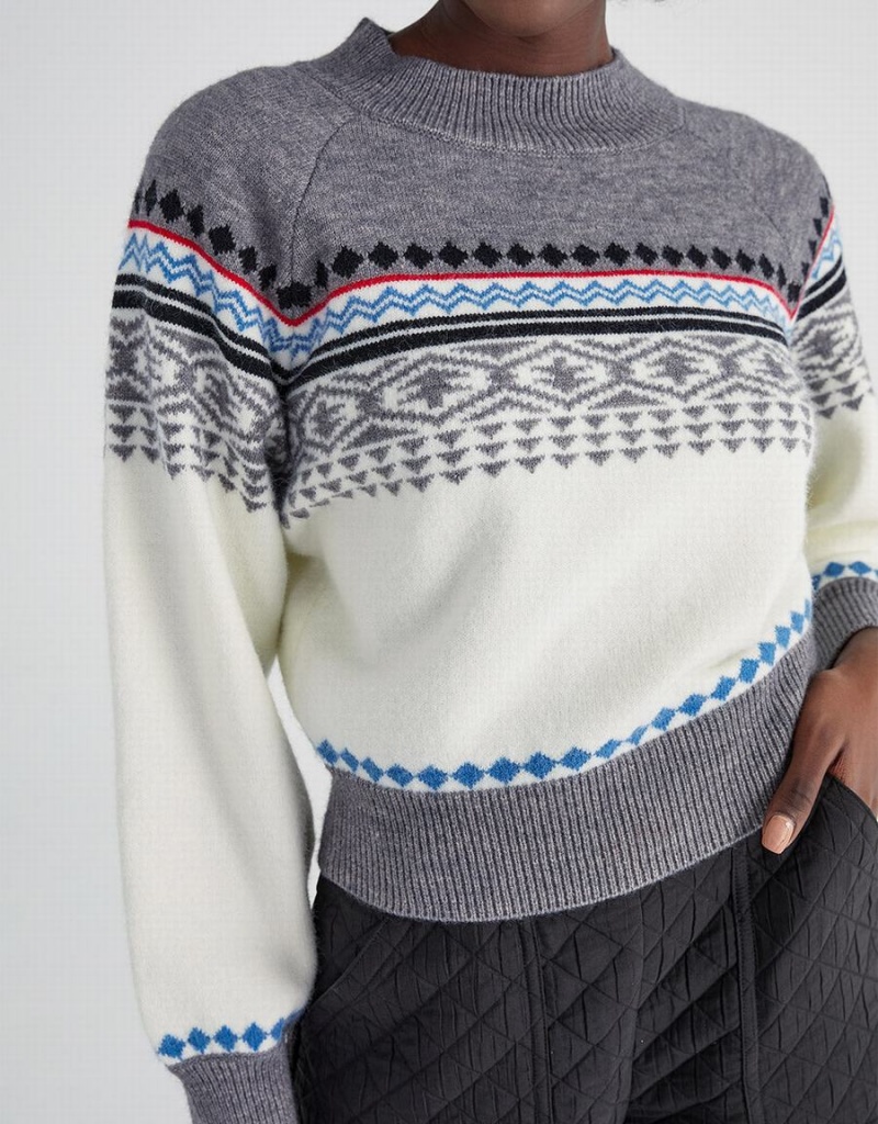Suéteres Urban Revivo Jacquard Geo Pattern Holiday Mujer Blancos | TVM9621SN