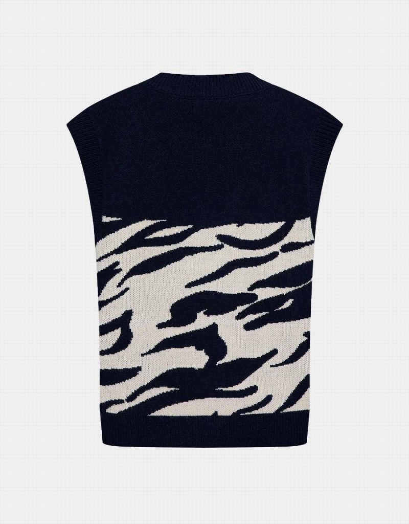 Suéteres Urban Revivo Zebra A Rayas Button Up Mujer Negros | JIZ606VO