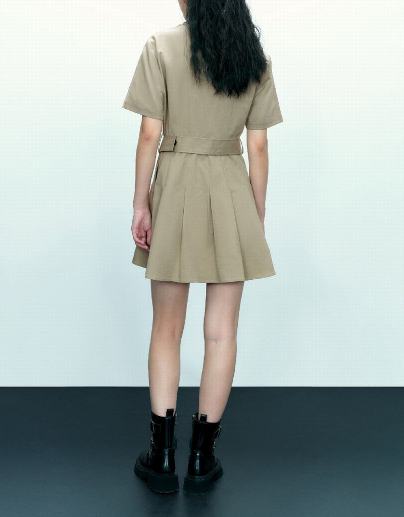 Vestido Urban Revivo A-Line With Belt Mujer Kaki | HVR6556WM