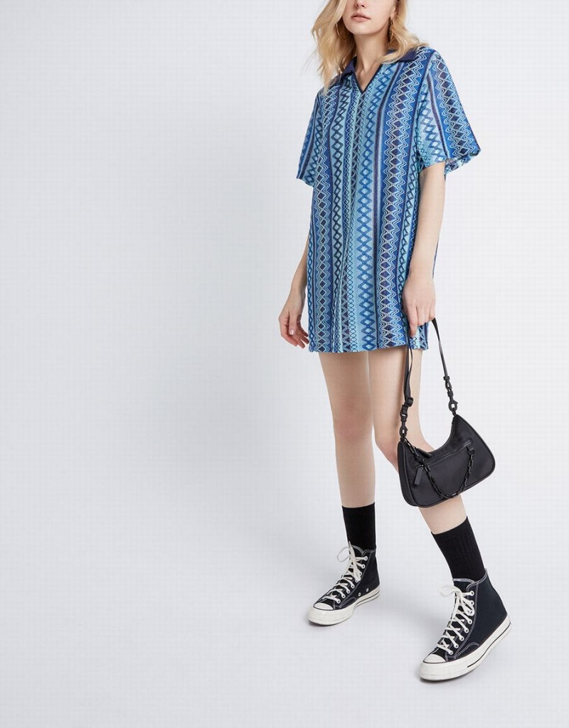 Vestido Urban Revivo A Rayas De Punto Mujer Azules | OQD6193RX