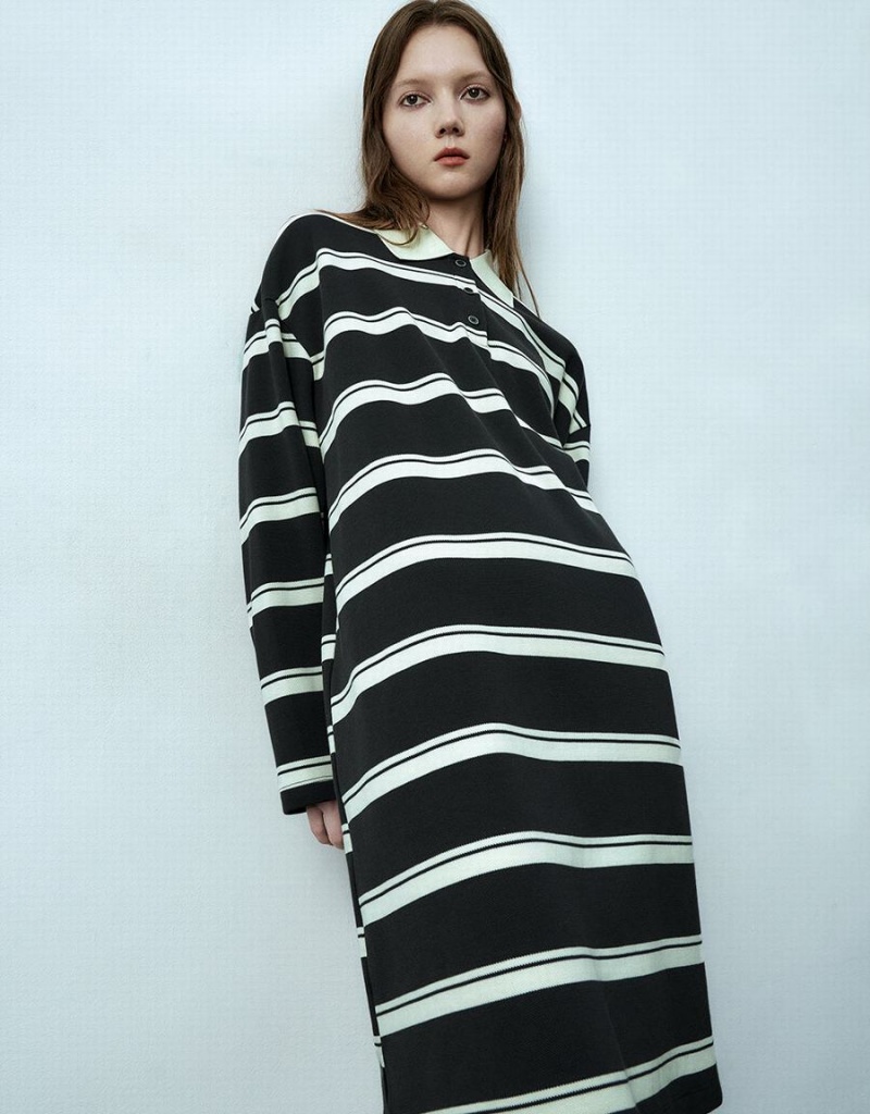 Vestido Urban Revivo A Rayas Skater Mujer Grises | VVF2463ZJ