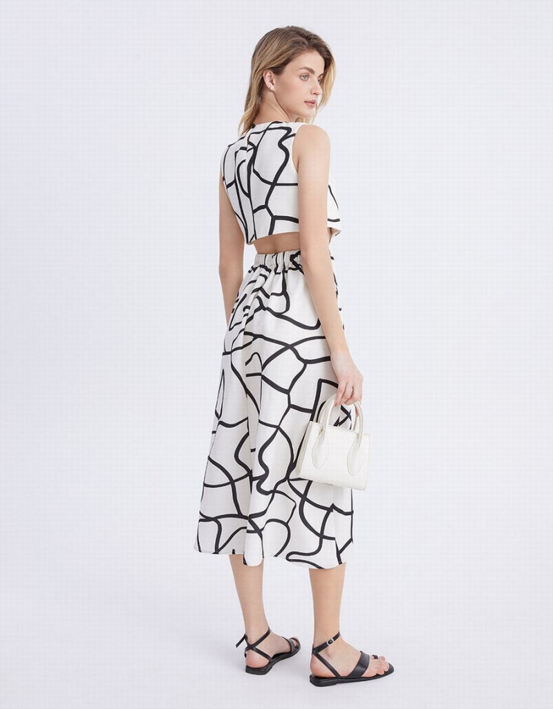 Vestido Urban Revivo Abstract Graffiti Print Cut Out Sin Manga Mujer Grises | GKV8294QB