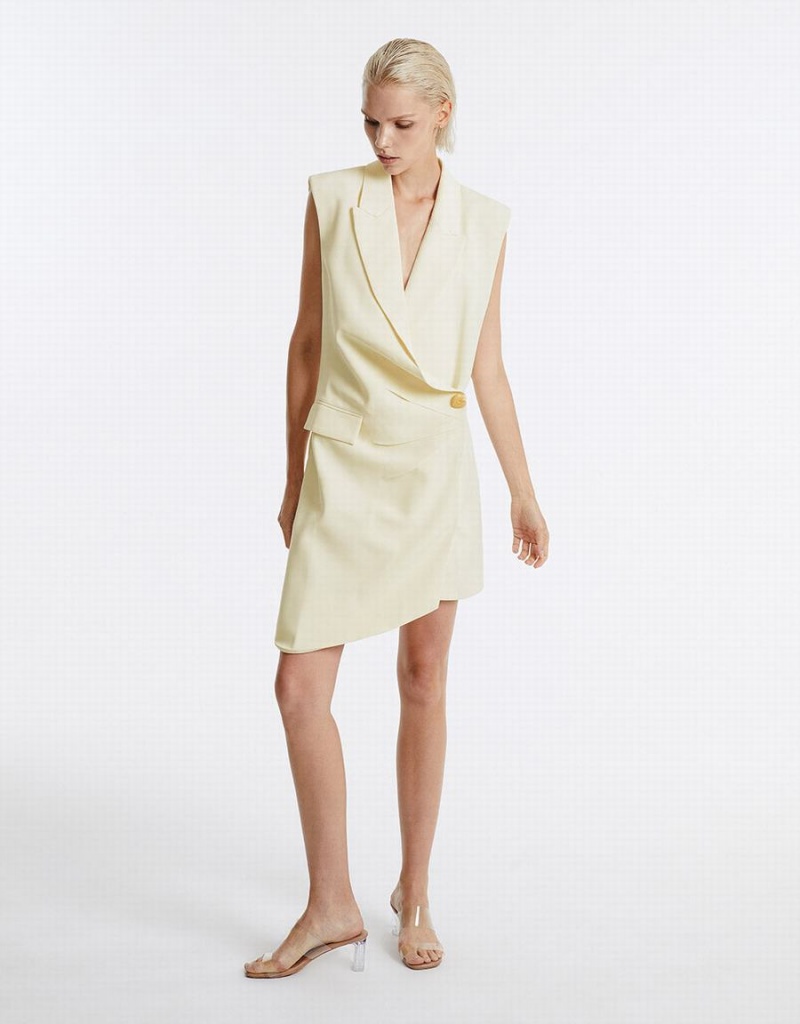 Vestido Urban Revivo Asymmetric Mujer Blancos | NCS6534QA