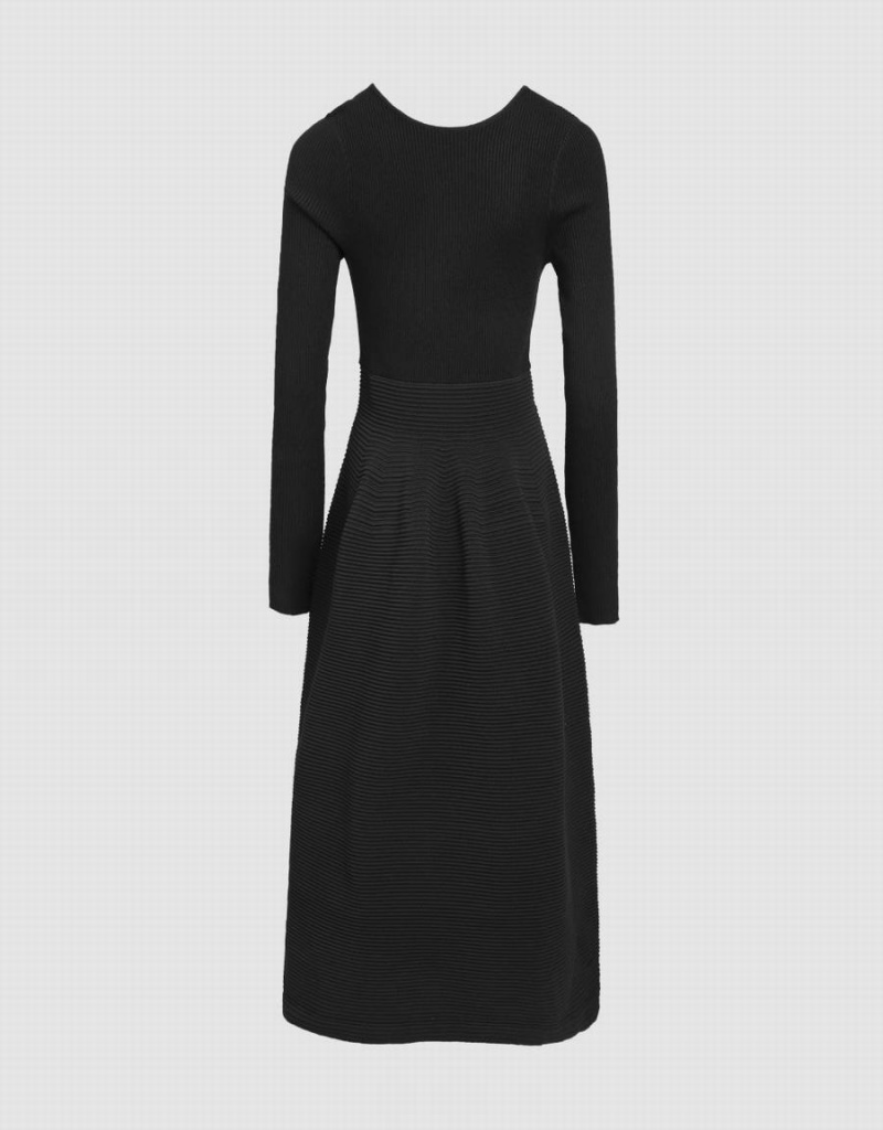 Vestido Urban Revivo Backless De Punto Midi Mujer Negros | ZSS6839IG